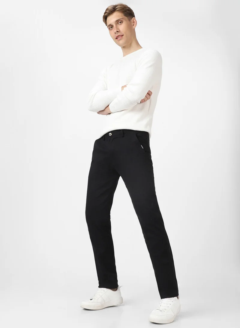 Urbano Fashion  Urbano Fashion Men's Black Cotton Slim Fit Casual Chinos Trousers for Men | Best Price UAE